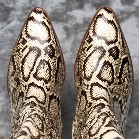 Vince Camuto BeaAnna Tan Leather Snake Print Knee High Boots Womens Size 7 - Picture 15 of 16